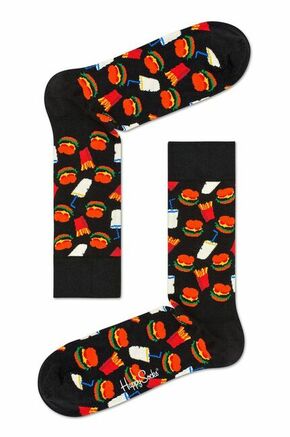 Happy Socks nogavice Hamburger - črna. Nogavice iz kolekcije Happy Socks. Model izdelan iz elastičnega