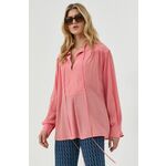 Bluza Victoria Beckham ženska, roza barva - roza. Bluza iz kolekcije Victoria Beckham. Model izdelan iz enobarvne tkanine. Ima izrez na vrvico.