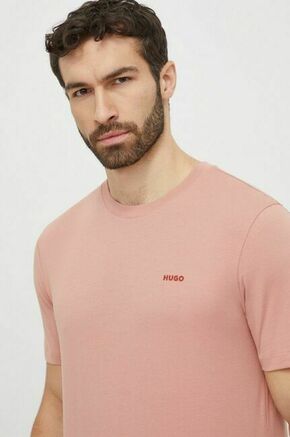 Bombažna kratka majica HUGO roza barva - roza. Kratka majica iz kolekcije HUGO