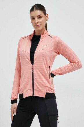 Športni pulover Salewa Pedroc PL 2 roza barva - roza. Športni pulover iz kolekcije Salewa. Model z zapenjanjem na zadrgo