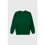 Otroški bombažen pulover United Colors of Benetton zelena barva - zelena. Otroški pulover iz kolekcije United Colors of Benetton, izdelan iz udobne, rahlo elastične tkanine. Model iz zračne bombažne tkanine.