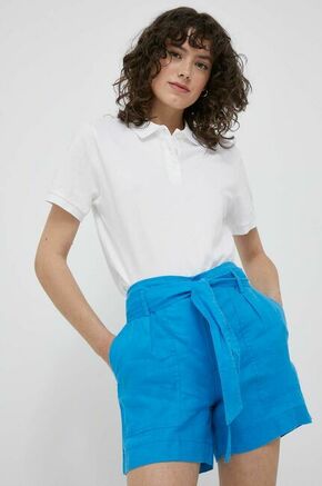 Lanene kratke hlače Lauren Ralph Lauren - modra. Kratke hlače iz kolekcije Lauren Ralph Lauren. Model izdelan iz enobarvnega materiala. Izjemno udoben