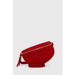 Semiš torbica za okoli pasu Answear Lab rdeča barva - rdeča. Majhna pasna torbica iz kolekcije Answear Lab. Model na zapenjanje, izdelan iz semiš usnja.