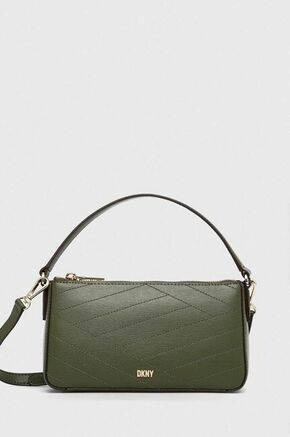 Usnjena torbica Dkny zelena barva - zelena. Majhna torbica iz kolekcije Dkny. Model na zapenjanje