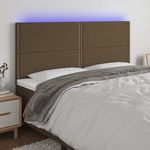 vidaXL LED posteljno vzglavje temno rjavo 200x5x118/128 cm blago