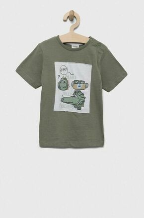 Otroška bombažna majica Birba&amp;Trybeyond zelena barva - zelena. Kratka majica za dojenčka iz kolekcije Birba&amp;Trybeyond. Model izdelan iz pletenine z nalepko. Visokokakovosten