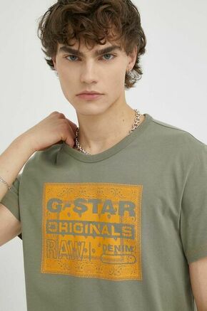 Bombažna kratka majica G-Star Raw zelena barva - zelena. Kratka majica iz kolekcije G-Star Raw