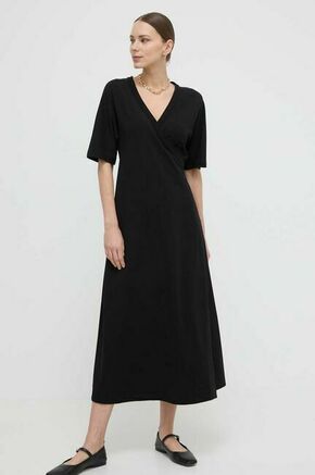 Obleka Max Mara Leisure črna barva - črna. Obleka iz kolekcije Max Mara Leisure. Model izdelan iz enobarvne pletenine. Model iz izjemno udobne tkanine z visoko vsebnostjo bombaža.