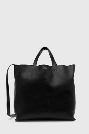 Usnjena torbica A.P.C. Cabas Maiko Medium Horizontal črna barva