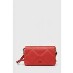Torbica Calvin Klein rdeča barva - rdeča. Majhna torbica iz kolekcije Calvin Klein. Model na zapenjanje, izdelan iz ekološkega usnja.