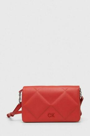Torbica Calvin Klein rdeča barva - rdeča. Majhna torbica iz kolekcije Calvin Klein. Model na zapenjanje
