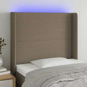Vidaxl LED posteljno vzglavje taupe 93x16x118/128 cm blago