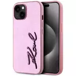 Ovitek Karl Lagerfeld Wrinkled PU Signature Logo Case for iPhone 15 Pink (KLHCP15SPFMFBKMP)