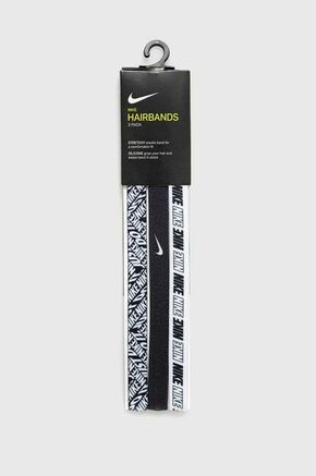 Komplet športnih pasov Nike črna barva - črna. Pas iz kolekcije Nike. Model izdelan iz vzorčaste pletenine.