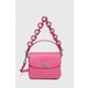 Usnjena torbica Coach Cassie roza barva - roza. Majhna torbica iz kolekcije Coach. Model na zapenjanje, izdelan iz naravnega usnja.