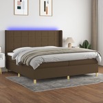 Box spring postelja z vzmetnico LED temno rjava 200x200cm blago - vidaXL - Rjava - 94,43 - 200 x 200 cm - vidaXL