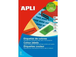 APLI barvne nalepke AP002880 fluo.rdeče 210 x 297 mm 1/stran