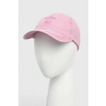 Bombažna bejzbolska kapa Pinko roza barva - roza. Kapa s šiltom vrste baseball iz kolekcije Pinko. Model izdelan iz enobarvne tkanine.