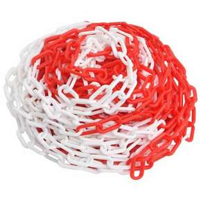Greatstore Opozorilna veriga rdeča in bela 100 m Ø4 mm plastika