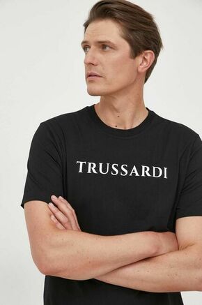 Bombažna kratka majica Trussardi črna barva - črna. Kratka majica iz kolekcije Trussardi
