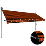 shumee Ročno zložljiva tenda z LED lučmi 400 cm oranžna in rjava