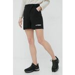 Pohodne kratke hlače adidas TERREX Zupahike ženske, črna barva - črna. Pohodne kratke hlače iz kolekcije adidas TERREX. Model izdelan iz recikliranega materiala.