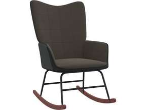 VIDAXL Gugalni stol temno siv žamet in PVC