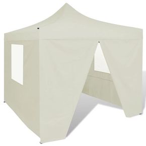 VidaXL Zložljivi šotor 3 x 3 m s 4 stenami kremne barve
