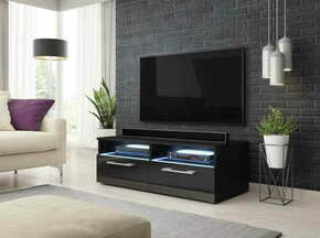 Furnitura TV omarica BONNY črna visoki sijaj + LED