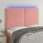 Vidaxl LED posteljno vzglavje roza 144x5x118/128 cm žamet