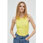 Top United Colors of Benetton ženski, rumena barva - rumena. Top iz kolekcije United Colors of Benetton, izdelana iz tanke, elastične pletenine. Model iz izjemno udobne tkanine z visoko vsebnostjo bombaža.