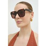 Sončna očala Alexander McQueen ženska, rjava barva, AM0440S - rjava. Sončna očala iz kolekcije Alexander McQueen. Model z enobarvnimi stekli in okvirji iz plastike. Ima filter UV 400.