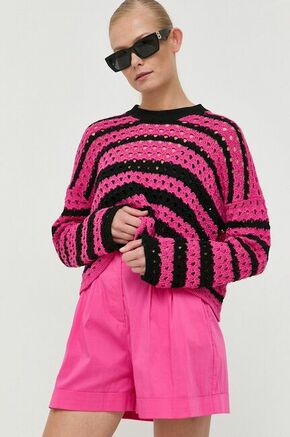Bombažen pulover Red Valentino roza barva - roza. Pulover iz kolekcije Red Valentino. Model izdelan iz mrežaste pletenine. Model iz izjemno udobne bombažne tkanine.