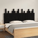 vidaXL Stensko posteljno vzglavje črno 166x3x80 cm trdna borovina
