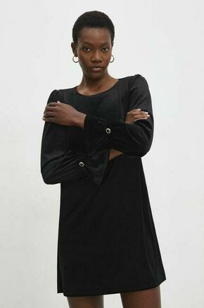 Obleka iz velurja Answear Lab črna barva - črna. Obleka iz kolekcije Answear Lab. Model izdelan iz velurja. Material z optimalno elastičnostjo zagotavlja popolno svobodo gibanja.