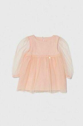 Otroška bombažna obleka Jamiks roza barva - roza. Otroški obleka iz kolekcije Jamiks. Model izdelan iz tkanine. Izrazit model za posebne priložnosti.