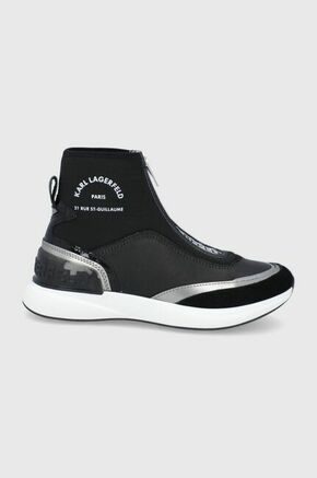 Čevlji Karl Lagerfeld črna barva - črna. Čevlji iz kolekcije Karl Lagerfeld. Model izdelan iz kombinacije naravnega usnja in tekstilnega materiala.