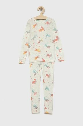 Otroška bombažna pižama GAP bela barva - bela. Otroška Pižama iz kolekcije GAP. Model izdelan iz vzorčaste pletenine.