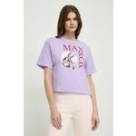 Bombažna kratka majica MAX&amp;Co. x CHUFY ženska, vijolična barva - vijolična. Kratka majica iz kolekcije MAX&amp;Co. Izdelana iz pletenine s potiskom. Model iz izjemno udobne bombažne tkanine.