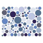 Set 100 modrih stenskih nalepk Ambiance Round Stickers