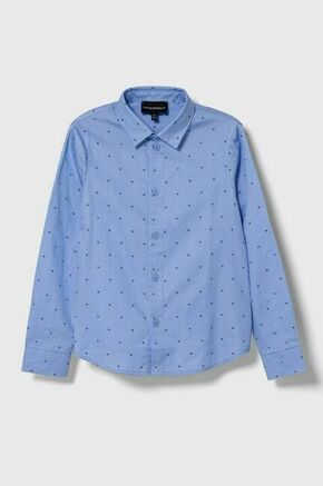 Otroška bombažna srajca Emporio Armani - modra. Otroški srajca iz kolekcije Emporio Armani