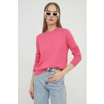 Pulover Tommy Jeans ženski, roza barva - roza. Pulover iz kolekcije Tommy Jeans. Model izdelan iz enobarvne pletenine. Model iz mehke in na otip prijetne tkanine.
