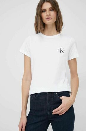 Bombažna kratka majica Calvin Klein Jeans 2-pack bela barva - bela. Kratka majica iz kolekcije Calvin Klein Jeans. Model izdelan iz bombažnega materiala.