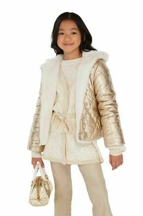 Otroška dvostranska jakna Guess zlata barva - zlata. Otroški jakna iz kolekcije Guess. Podložen model