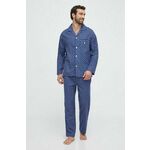 Bombažna pižama Polo Ralph Lauren mornarsko modra barva - mornarsko modra. Pižama iz kolekcije Polo Ralph Lauren. Model izdelan iz vzorčaste pletenine. Model iz izjemno udobne bombažne tkanine.