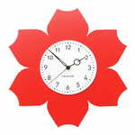 LESTUR Stenska ura Rožica z ostrimi listi, dekorativna ura, lesena ura, darilna ura, darilo za ženske, darilo za dekleta, Slovenija, rdeča