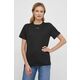 Bombažna kratka majica Calvin Klein ženski, črna barva - črna. Kratka majica iz kolekcije Calvin Klein, izdelana iz tanke, elastične pletenine. Model iz izjemno udobne bombažne tkanine.