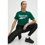 Bombažna kratka majica Reebok Identity ženska, zelena barva, 100076000 - zelena. Kratka majica iz kolekcije Reebok, izdelana iz pletenine s potiskom. Model iz izjemno udobne bombažne tkanine.