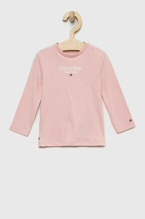 Majica z dolgimi rokavi za dojenčka Tommy Hilfiger roza barva - roza. Za dojenčke Majica z dolgimi rokavi iz kolekcije Tommy Hilfiger. Model izdelan iz tanke