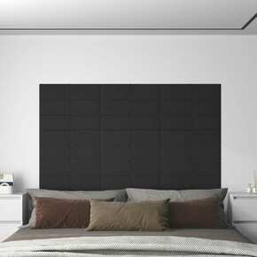 Shumee Stenski paneli 12 kosov črni 60x15 cm blago 1